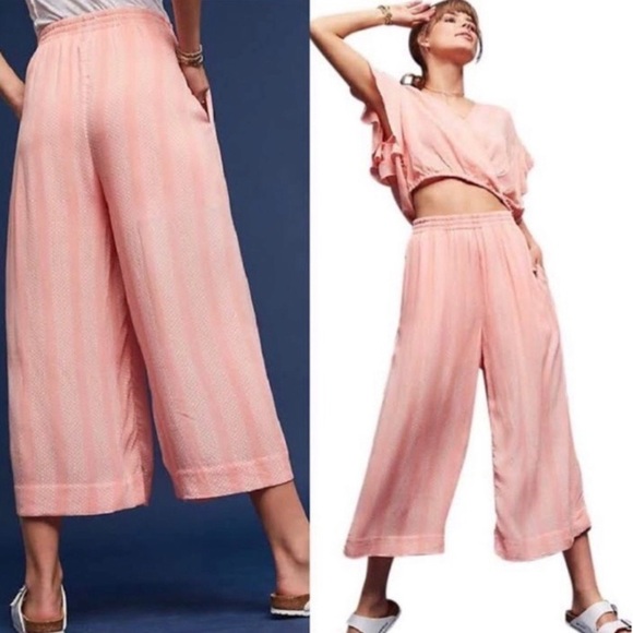 Anthropologie Pink Wide Leg Pants - Picture 1 of 9
